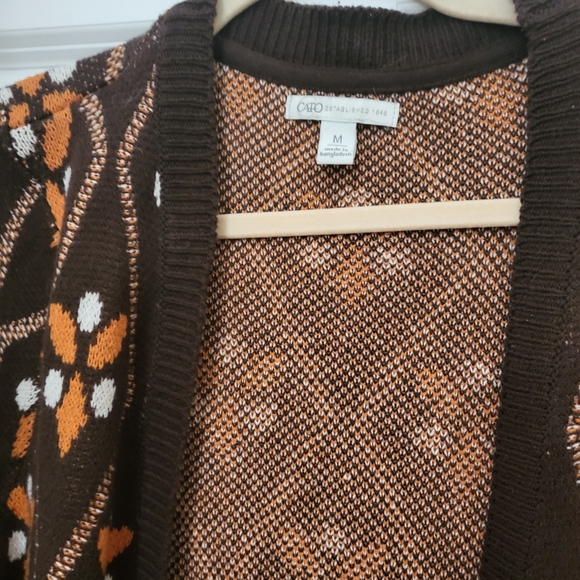 Long brown and flower cardigan - Picture 2 of 4